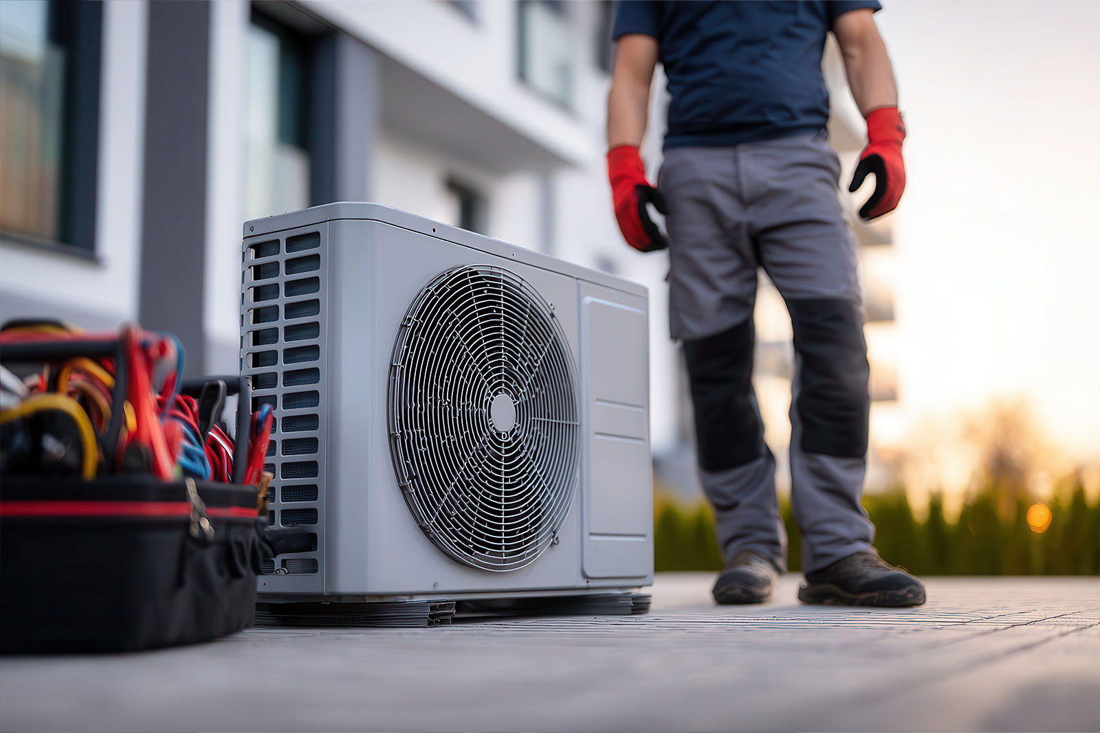 Heat pump unit installed outside a home in Lancaster County, PA